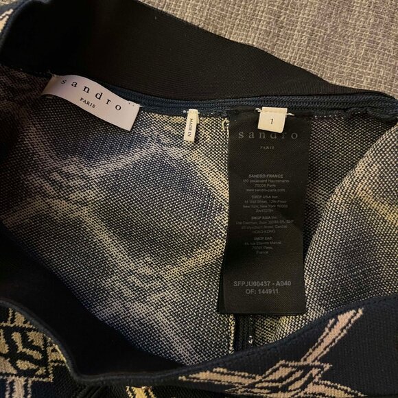 Ultra Rare Sandro Madere Logo Pattern A-line knitted skirt with jacquard - Picture 6 of 8